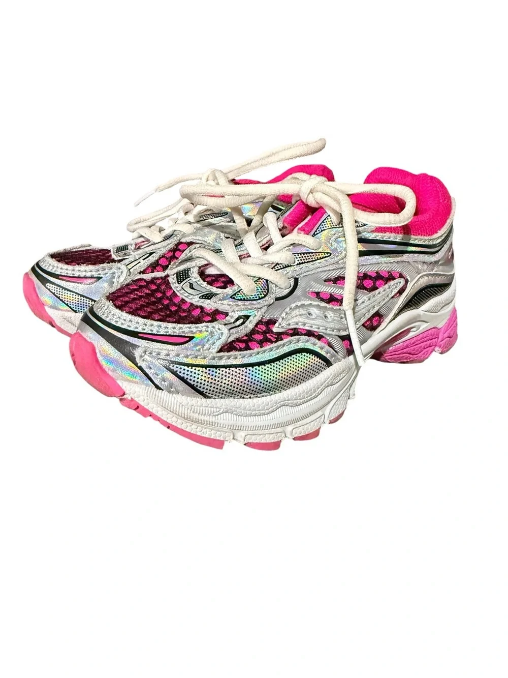 Saucony Omni 9 Pink White Silver Girls Sneakers Grade School Size 9 Y2K Running